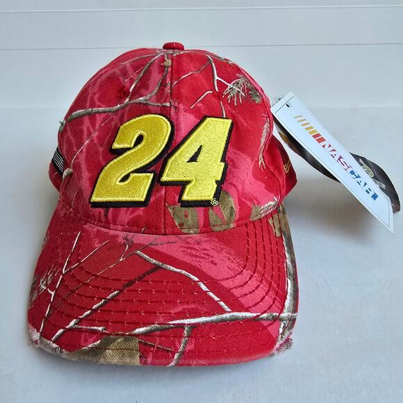 Nascar Jeff Gordon Hat #24 Red Pink Realtree Camo One Size Hendrick Racing Cap - Picture 1 of 10